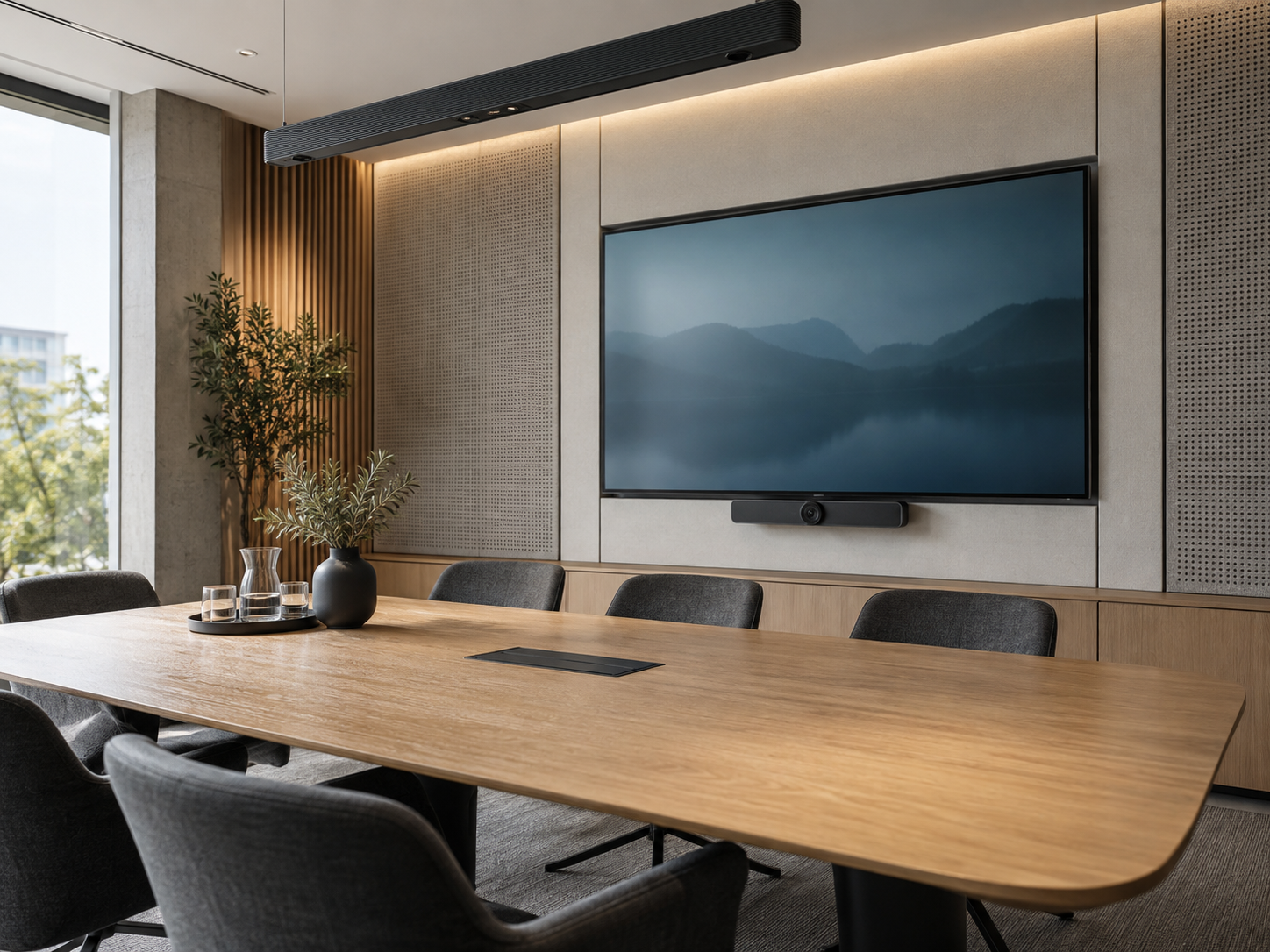 Sala de reuniones con tecnología audiovisual integrada